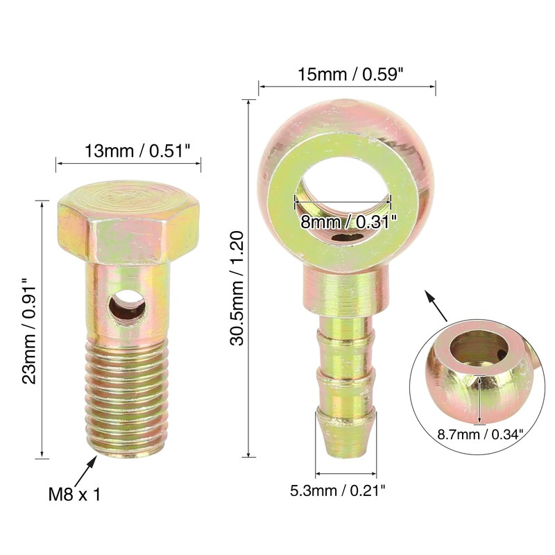 X AUTOHAUX 2 Sets 8 mm Banjo Hose Barb Bolt