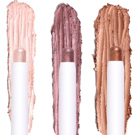 KARLOR 3 Pieces Cream Eyeshadow Pens with Sponge, Shimmer Mother of Pearl Eyeshadow Creamy Eyeshadow Stick Purple Champagne Brown Eyeshadow Pen Base Highlighter Make Up Pen Waterproof (06+08+09)