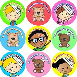 144 I Bumped My Head Bravery Reward Stickers Teachers, Nurse - Size 30mm