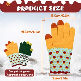 Feelorna Winter Gloves for Women, Fashion Warm Touchscreen Knit Driving Gloves for Outdoors (Colorful, One Size)