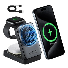 ZORBES Cargador Inalámbrico, Cargador Inalámbrico Magsafe 3 en 1, con Carga Rápida de 15W Y Diseño Plegable Magsafe Charger, Base de Carga...         