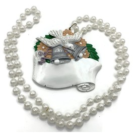 Wedding Doves Banner Bead Necklace New Orleans Mardi Gras Beads Spring Break Cajun Carnival Festival