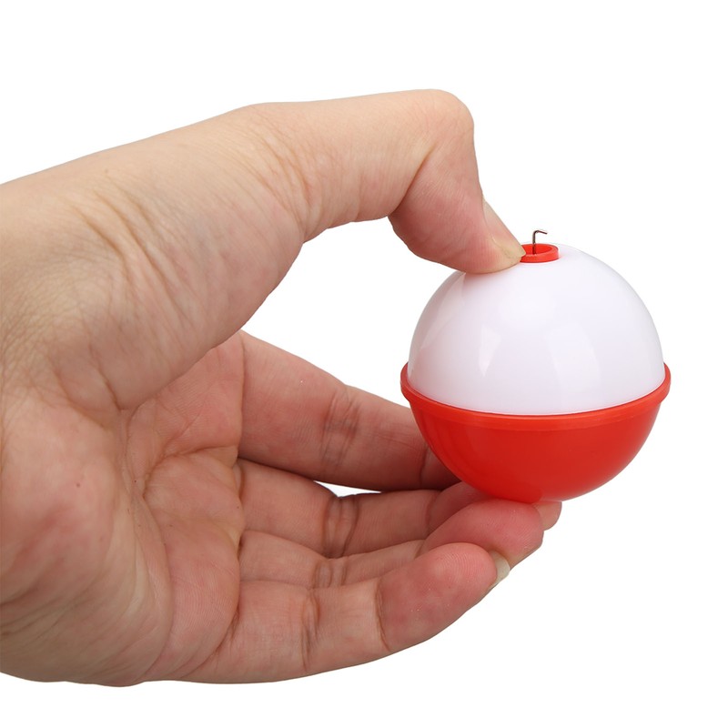 50PCS Ball Shaped Fishing Float Plastic White Red 2 Specifications