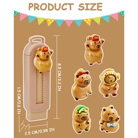 5 Pack Capybara Retractable Erasers, Cute Pencil Erasers for Kids, Students, Capybara Lovers, Large Push-Pull Rubber Eraser Set, School Office Home Stationery Supplies, Brown Colors