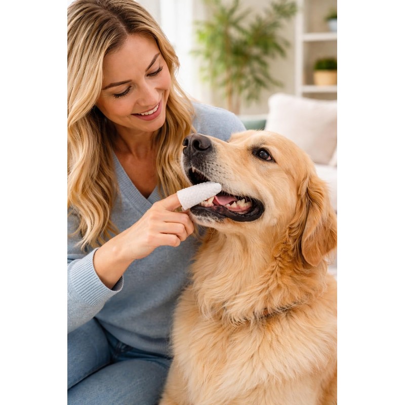 Dog Disposable Dental Cleaning Finger Wipes for Puppies & Dogs