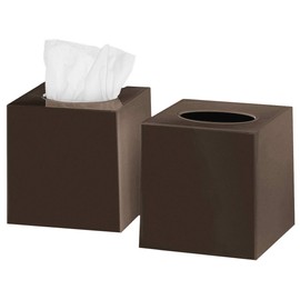 DWËLLZA HOMË Tissue Box Cover Square - Facial Cube Tissue Box Holder Case Dispenser for Bathroom Vanity Countertop, Bedroom Dresser, Office Desk or Night Stand Table, 2 Pack - Bronze