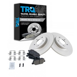 TRQ Rear Brake Pad & Rotor Kit Brake Pads Brake Rotor Ceramic Premium G-Coated Compatible with 2014-2019 Mitsubishi Outlander 2013-2020 Outlander Sport