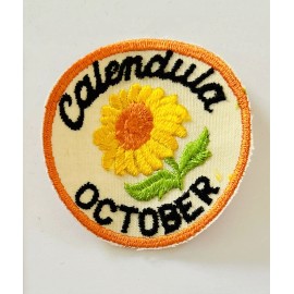 Vintage Calendula October  Patch Embroidered Flowers Of The Month Sew On