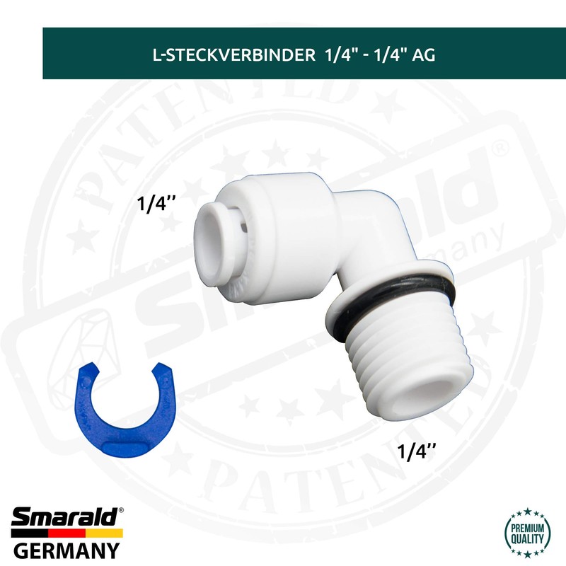 Hose L - Connector 1/4 Inch - 1/4 Inch Male