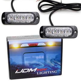 iJDMTOY Amber LED Strobe Warning Light Flashers Compatible with Jeep, Truck, 4x4, ATV/UTV, Construction Vehicles Ultra Slim Extremely Bright Warning Lamps Powered by (4) High Power LED Lights