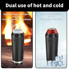 Yesinaly 12V 2 in 1 Smart Car Cup Cooler and Heater, Keep Drink Cold or Hot in Holder, Beverage Coffee Water and Milk Warmer & Cooling With Lid for Office, Home, Travel