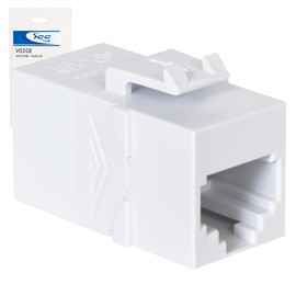 ICC RJ12 Inline Keystone Coupler, 6P6C Female-to-Female Jack, Pin 1-to-1 Voice Connector for RJ11/12, Snap-in Phone Line Module, UL Listed, White, Single