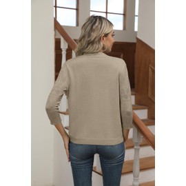 Bettysays Cardigans for Women Hollow Out 3/4 Sleeve Short Bolero Shrugs for Dresses (Large,Apricot)