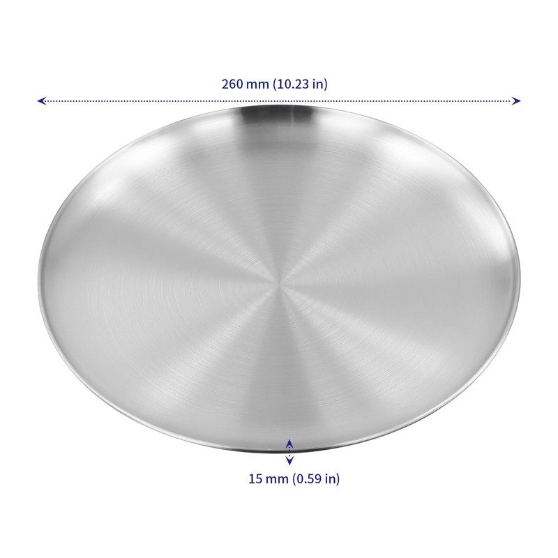 SOUJAP 15 PCS Stainless Steel Plates, 10.2 Inch Lightweight Pizza