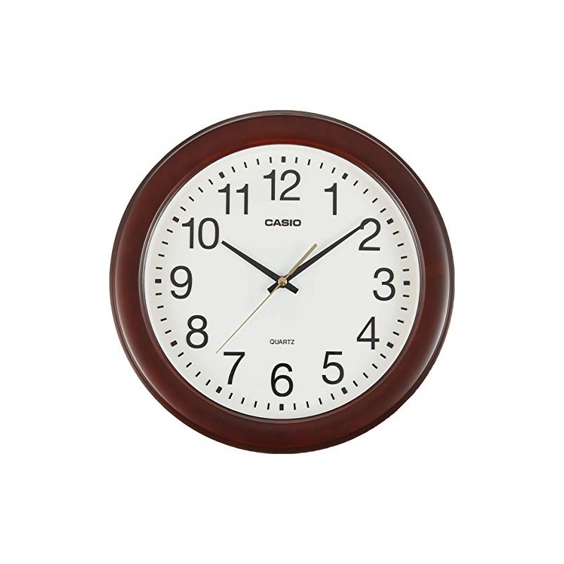 Casio IQ-132-5JF Wall Clock, Dark Brown, Analog Diameter, 11.6 inches