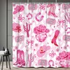 MDUKOIN Pink Shower Curtain, Western Cowgirl Cute Disco Shower Curtain