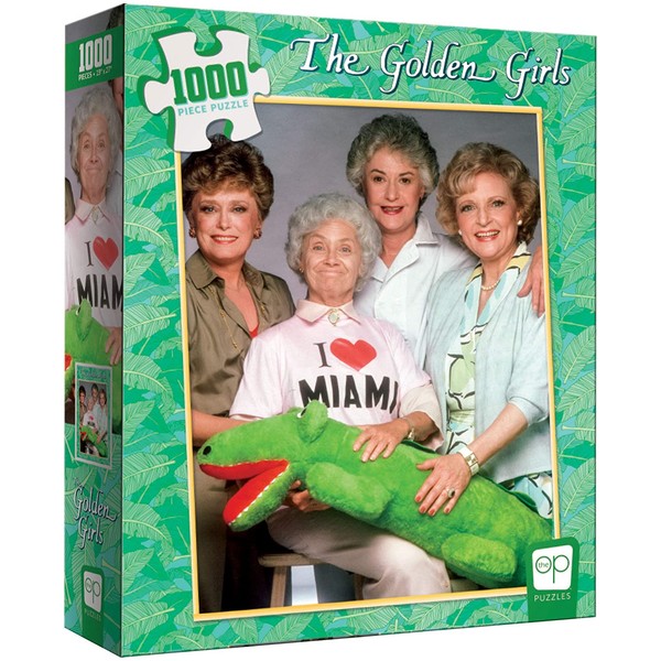 USAOPOLY The Golden Girls I Heart Miami 1000 Piece Jigsaw Puzzle | Officially Licensed Golden Girls Merchandise | Collectible Puzzle Featuring Blanche, Dorothy, Sophia, and Rose