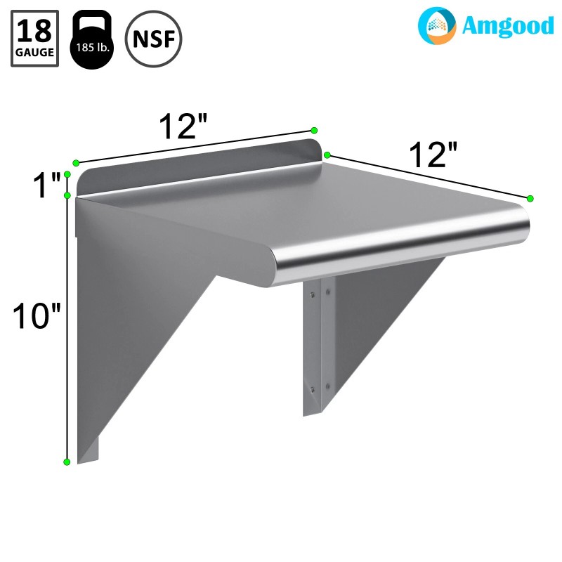 AmGood 12 in. x 12 in. Stainless Steel Wall Shelf