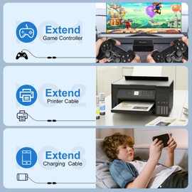 Kehtmay USB 3.0 Extension Cable 20FT, 5Gbps Data Transfer, Male to Female,Enjoy Ultra-Fast Transfer and Convenient Connectivity Compatible with Printers, Cameras，and More Black,20 feet