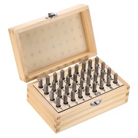 HARFINGTON 36pcs Metal Stamping Kit 5/64" (2mm) Steel Uppercase Letter and Number Punch Set (A-Z / 0-8 / "&" Symbol) Sandblasting Punch Press Tool for Imprinting Metal Plastic Wood Leather