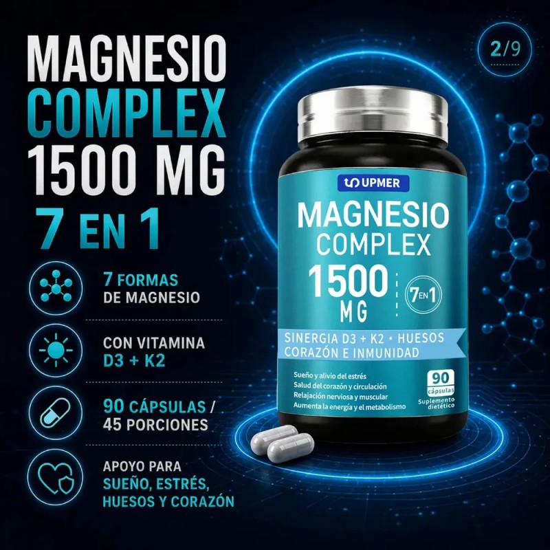 Magnesio UPMER Complex 7 en 1 con Vitamina D3 y