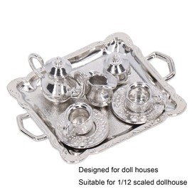 Keenso 1:12 Juego de Te Mini,Juego de Bandeja de Taza de té en Miniatura para Casa de Muñecas