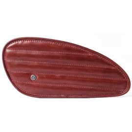 Trip Machine Company Genuine Leather Motorcycle Tank Pad – Handcrafted Crunch Leather Tank Protector – Premium Aesthetic Upgrade for Motorcycles (Leather Classic Stripes Cherry Red)