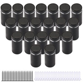 Pack of 20 Stainless Steel Spacers, 12 x 25 mm, Wall Standoff Screws, Sign Holder, Wall Spacer, Nails, Adjustable, Spacer Wall, Glass Spacers for Advertising Sign, Black