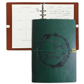 GoShambar Prayer Journal for Woman, Leather Bible Journal, Devotional Journal for Women and Men, Bible Study Journal for Christians, Bible Notebooks for Note Taking (Green)