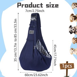 Puppy Carrier Sling - Reversible Hands-Free Dog Carry Sling for Small & Medium Dogs and Cats, Soft & Comfortable Adjustable Shoulder Tote Bag for Outdoor Walking, Travel, and Shopping (Blue)