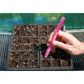 Dibby Seed Sowing Garden Tool Dibber Planter Transplanter – Sow Seeds at the Right Depth – Easily Transplant Delicate Seedlings (Dibby XL) Pink