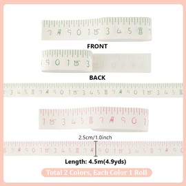 PH PandaHall 9m/ 9.8 Yards Measuring Tape Ribbon Cotton Ribbon with Scale 2 Rolls 25mm Seamstress Tape Cloth Tape Measure for Sewing Lose Weight Body Waist Circumference Tailor Craftsmen, Green/Pink