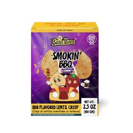 Bean Bites | Smokin’ BBQ Lentil Crisp 3.53 oz (100 g) | Round Crunchy Crisps| Heat in Oven (up to 60 secs), Plant Based Protein, Vegan Crisps, Healthy Poppadom Snack By Pride of India