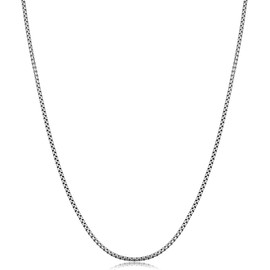 Verona Jewelers Real 925 Sterling Silver necklace 2MM - 5MM Solid Round Box Link Necklace and Bracelet, Chain For Men Women, Rhodium Chain, Extra Durability, 16-30 Inch