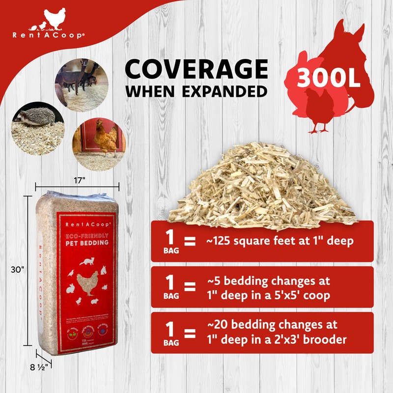 RentACoop Extra-Soft Premium Hemp Bedding (300L) for Chicken Coops, Nesting
