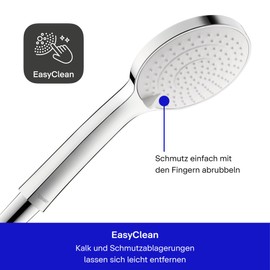 Duravit Universal Shower Head with 3 Jet Types (Rain, Intense Rain, Soft Rain), Round Hand Shower (Diameter 110 mm), Shower Head Easy to Clean, Chrome/White