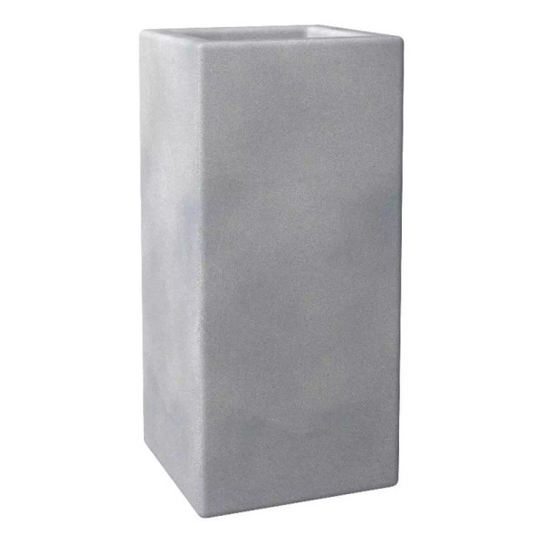 LeisureMod Terra Fiberstone and MGO Clay Tall Square Planter Gray