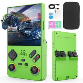 Hugawello R40 MAX handheld, 40000 in 1 high-definition gaming mini retro video console, 4-inch IPS screen, 256GB RAM, 45 built-in emulators, 3800mAh battery (green 256GB)