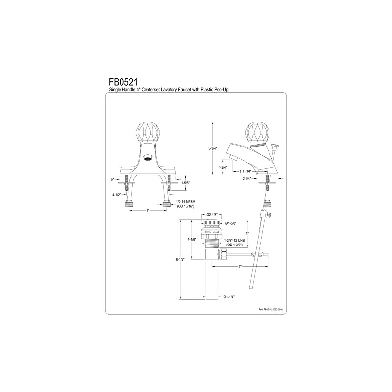 Kingston Brass FB0521 Single-Handle 4 in. Centerset Bathroom Faucet, Polished