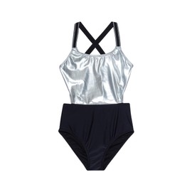 Gottex Baby Girl's Kids Toddler and Little Duo Black and Silver Block Print Colorful One Piece Swimsuit