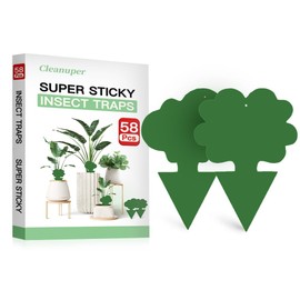Cleanuper 58 Pcs Green Flying Insect Traps for Plants,Indoors, Outdoors, Kitchen, Sticky Traps for Fungus Gnat, Fly and Fruit Fly, Flying Insects, Non-Toxic & Odorless, Kid and Pet Safe, Economic Pack (Green)