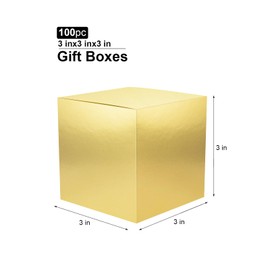 GINLEBO 3x3x3 Gold Gift Boxes 100 Pcs Small Gift Boxes for Presents, Mini Gold Boxes for Gifts, Party Favor, Christmas, Weddings