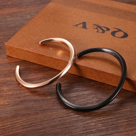 Cupimatch Women's / Men's 2pcs Couple Bracelets, Stainless Steel Puzzle, Love Cross, Bangle Bracelet with Zirconia for Lovers, Women, Men, Rose Gold, Black, Stainless Steel