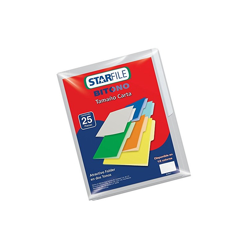 Starfile-Bitono Paquete con 25 Folders Tamaño Carta, color Gris