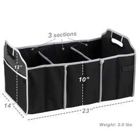Picnic at Ascot 3 Section Folding Trunk Organizer- Designed & Quality Approved in the USA