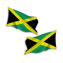 2 x 20cm Waving Jamaica Flag Vinyl Stickers - Jamaican Travel Adventure World Country Location Decal Scrapbook Luggage Sticker #81778