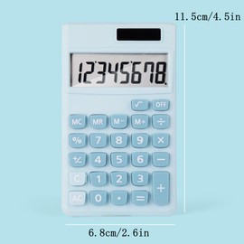 Basic Standard Calculators Small Digital Desktop Calculator with 8-Digit LCD Display, Battery Solar Power Smart Calculator Pocket Size for Kids for Home School (8 bit Blue)