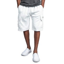 G-Style USA Men's Solid Fleece Heavyweight Cargo Shorts FS76 - White - Large