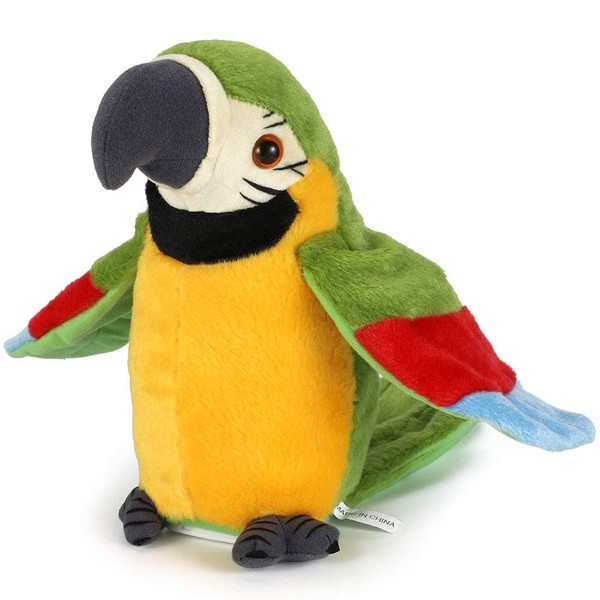 Talking Parrot Repeat What You Say Electronic Mimicry Pet Plush Toy, Funny Pronunciation Talking Parrot Soft Toy, Good Helper in Learning to Speak for Kids Funny Gifts (Green)