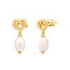 Alicia Bonnie Gold Love Knot Pearl Drop Earrings - Entwined